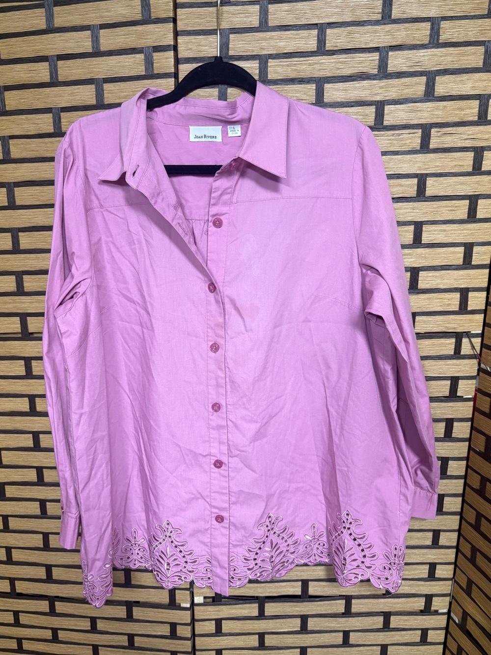 Joan rivers lavender button down top size large